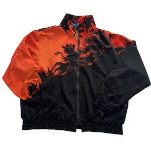 Blue Sky Inn Palm Tree Bomber Jacket in Black Orange